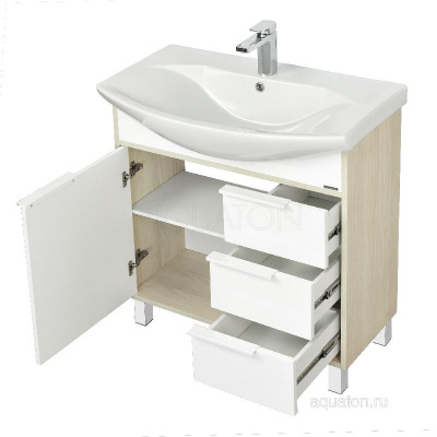Тумба под раковину AQUATON Рико 80 белый, ясень фабрик 1A215401RIB90 фото в интернет-магазине Русалия