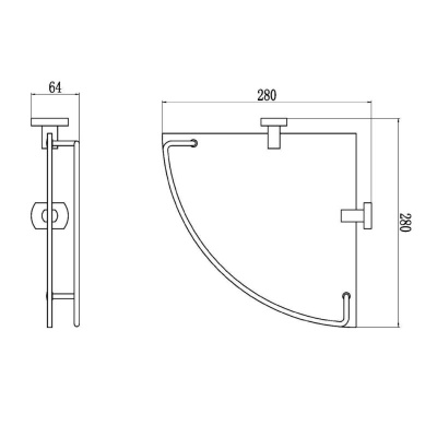 Полка угловая стеклянная Savol S-009973, хром фото в интернет-магазине Русалия