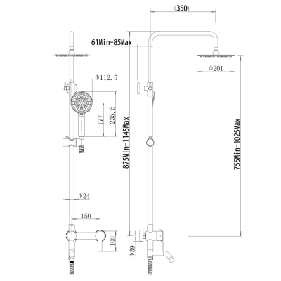 Душевая система Fashun, сатин (A52422) фото в интернет-магазине Русалия