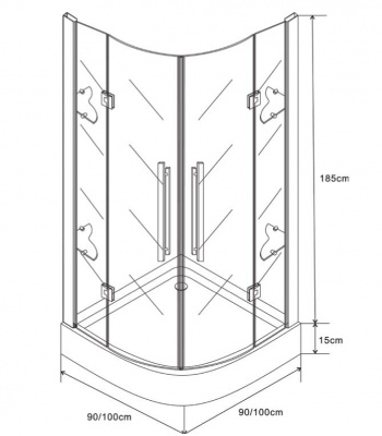 Душевой уголок С ПОДДОНОМ F-2003 90*90 LanMeng фото в интернет-магазине Русалия