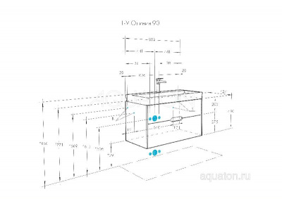 Тумба под раковину AQUATON Оливия 90 бежевый, дуб велл 1A254401OLVG0 фото в интернет-магазине Русалия