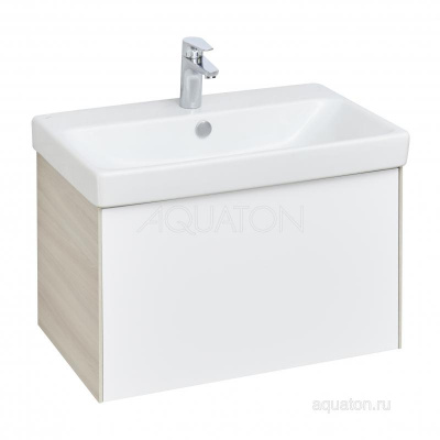 Тумба под раковину AQUATON Асти 70 белый глянец, ясень шимо 1A263001AXD70 фото в интернет-магазине Русалия