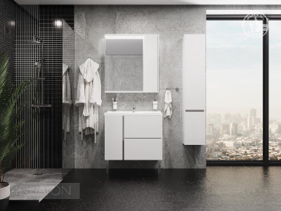 Зеркальный шкаф AQUATON Стоун 80 белый 1A228302SX010 фото в интернет-магазине Русалия