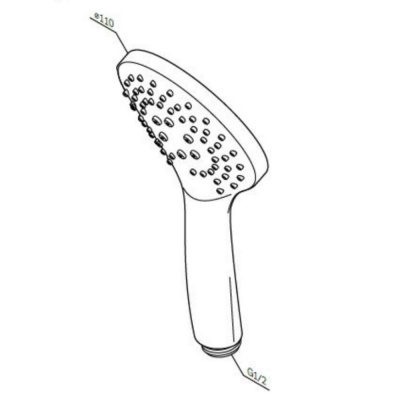 F0290022 Gem ручной душ 110 мм, чёрный, шт. фото в интернет-магазине Русалия