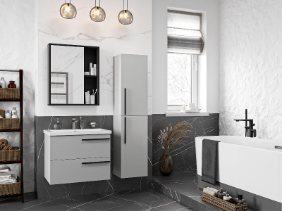 Тумба Ненси 70 подвесная (серая) с раковиной Cersanit Como 70 Misty фото в интернет-магазине Русалия