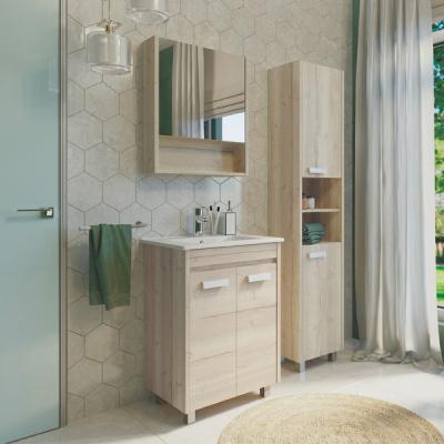 COMFORTY. Зеркало-шкаф "Марио-60" дуб дымчатый фото в интернет-магазине Русалия