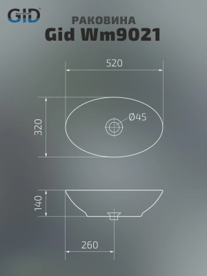 Раковина накладная Gid Wm9021 фото в интернет-магазине Русалия