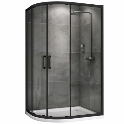 Душевой уголок ABBER Schwarzer Diamant AG01190B 90х100 асимметричный, профиль черный, прозрачное стекло фото в интернет-магазине Русалия