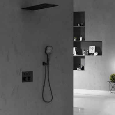 Душевой комплект VSFW-401TMB термостатический встраиваемый, трехрежимный, черный Vincea фото в интернет-магазине Русалия