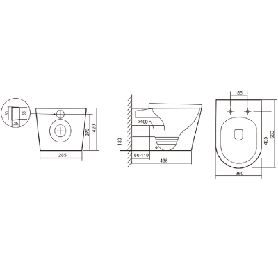 BURGOS ALTO Унитаз приставной безободковый белый, тонкое сиденье дюропласт soft close IBERICA BLANCA фото в интернет-магазине Русалия