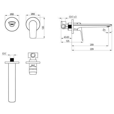 Смеситель Lemark Verba для раковины, встраиваемый (LM11426C) фото в интернет-магазине Русалия