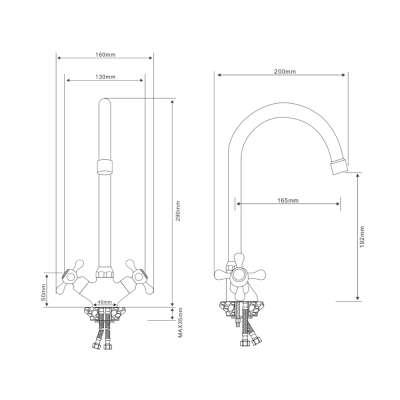Смеситель для кухни OLIVE’S Economy ANARI двухвентильный (AN19431) фото в интернет-магазине Русалия