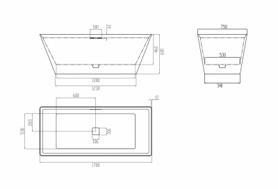 Ванна из искусственного камня ABBER Berlin AM9912 белая матовая 170х75х60 см фото в интернет-магазине Русалия