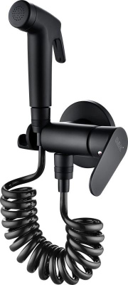 Смеситель с гигиеническим душем встраиваемый черный матовый (DA1394585) фото в интернет-магазине Русалия