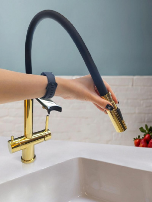 Смеситель для кухни с гибким изливом Flusso 050205 Or AltroBagno фото в интернет-магазине Русалия