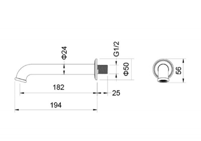 Излив для ванны 182 мм AQUATEK AQ1541CR КЛАССИК фото в интернет-магазине Русалия