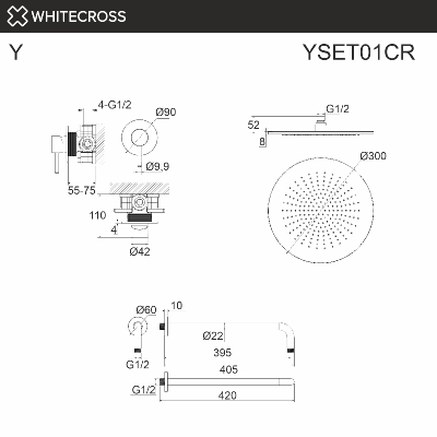Система для душа скрытого монтажа WHITECROSS Y YSET01CR (хром) фото в интернет-магазине Русалия