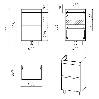 Тумба Алиса 50 с раковиной Misty Алиса 50 Misty фото в интернет-магазине Русалия