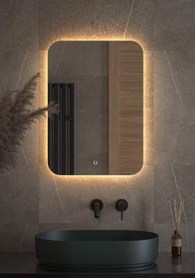Зеркало  с LED-подсветкой настенное OPTI DEFESTO 50x70 см, DF 2814S фото в интернет-магазине Русалия