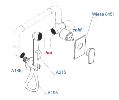 A84095 Встраиваемый комплект для биде со шлангом 150 см Wasserkraft фото в интернет-магазине Русалия