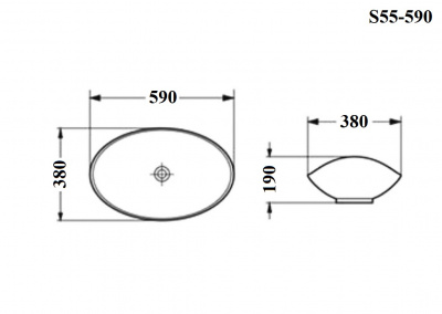 BOND S55-590 Раковина накладная овальная 59*38*19см белая фото в интернет-магазине Русалия
