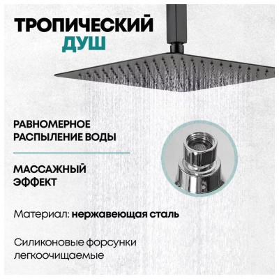 Душевая система встраиваемая Grocenberg GB5089BL-2, черный фото в интернет-магазине Русалия