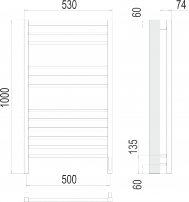 Электрический полотенцесушитель Сицилия П12 500х1000  4670078526298 Terminus фото в интернет-магазине Русалия