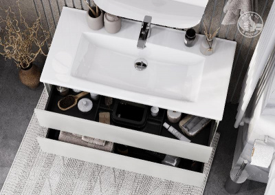 Тумба под раковину AQUATON Сохо 100 cлэйт, галька серая 1A258201AJ9A0 фото в интернет-магазине Русалия