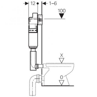 Смывной бачок для унитаза скрытого монтажа UP100 Delta 12 109.100.00.1 Geberit фото в интернет-магазине Русалия