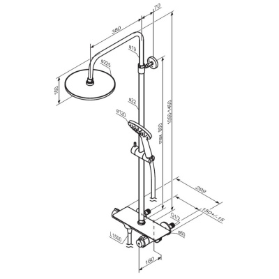 977750000 Jupiter душевая система с душевым ТМС смесителем-полкой, хром Damixa фото в интернет-магазине Русалия