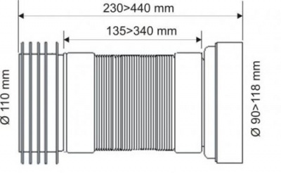 Фановая гофрированная труба для унитаза WC-F23R McAlpine фото в интернет-магазине Русалия
