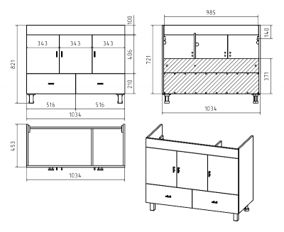 Тумба Дива 105 с раковиной Misty Qvatro 105 Misty фото в интернет-магазине Русалия