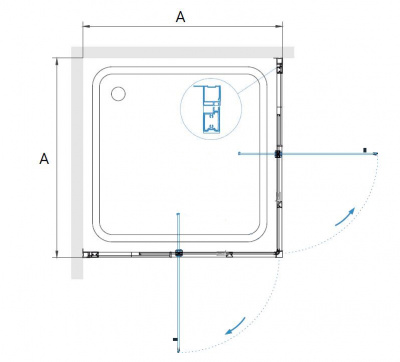 Душевой уголок RGW PA-038 80х80, стекло - прозрачное, профиль хром фото в интернет-магазине Русалия