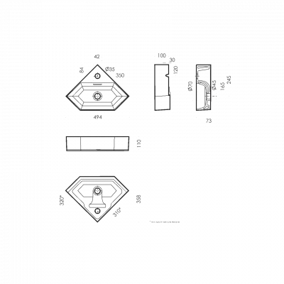 Раковина угловая Line 35 LIN35SLWB01 Sanita Lux фото в интернет-магазине Русалия