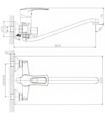 Смеситель для ванны Rossinka T (T40-34) фото в интернет-магазине Русалия