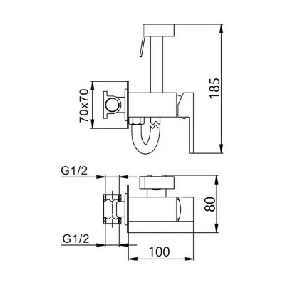 Гигиенический душ со смесителем встраиваемый FILARETE Fing FL101NK, никель фото в интернет-магазине Русалия