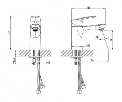 Смеситель для умывальника Milardo Horizont (HORSB00M01) фото в интернет-магазине Русалия