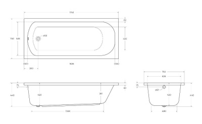 Акриловая ванна CEZARES ECO-175-75-41-W37 фото в интернет-магазине Русалия