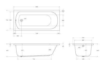Акриловая ванна CEZARES ECO-155-70-41-W37 фото в интернет-магазине Русалия