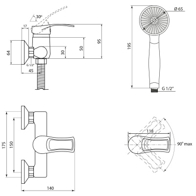 Смеситель Славен  для душа Прораб  Ц (СЛ-ОД-Ц40) фото в интернет-магазине Русалия