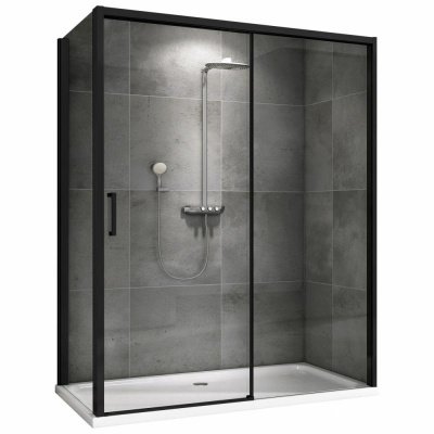 Душевой уголок ABBER Komfort AG93140B-S92B 90х140 прямоугольный, профиль черный, прозрачное стекло фото в интернет-магазине Русалия