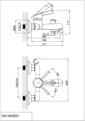 Смеситель для ванны DK Rhein Schiller (DA1463201) фото в интернет-магазине Русалия