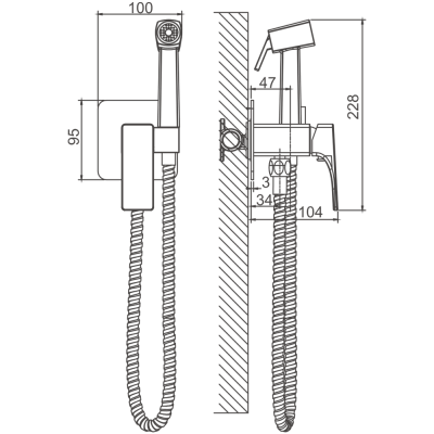 Смеситель гигиенический BELZ цвет: оружейная сталь (B55709-3) фото в интернет-магазине Русалия
