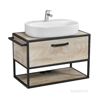 Тумба под раковину AQUATON Лофт Фабрик 80 дуб эндгрейн 1A242401LTDU0 фото в интернет-магазине Русалия