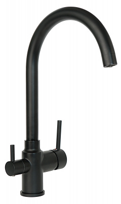 Смеситель Славен для кухни с высоким изливом, с подключением фильтра, черный Город (СЛ-ОД-Д75) фото в интернет-магазине Русалия