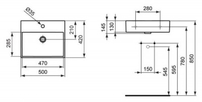 Умывальник Strada 50 K077701 Ideal Standard фото в интернет-магазине Русалия