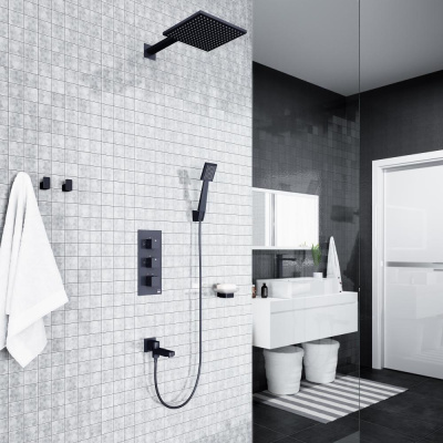 Душевая система встроенная с термостатом Timo Tetra-thermo черный (SX-0199/03SM) фото в интернет-магазине Русалия