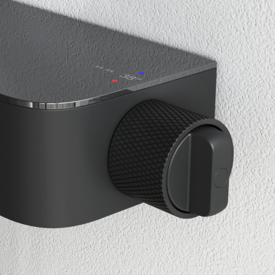 F078F222 Func, душ. система: см-ль-полка д/душа с ТМС: душ.штанга, верхн. душ квадр., ручн.душ, черн фото в интернет-магазине Русалия