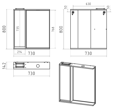 Зеркальный шкаф Balaton 75 левый (комбинированный) BAL-04075-01-01Л Brevita фото в интернет-магазине Русалия
