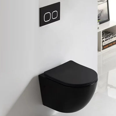 Унитаз TICINO Aria MB подвесной безободковый черный матовый, ТЕРМООБЖИГ (не плёнка) CT8918 Ceruttispa (485х365х350) фото в интернет-магазине Русалия